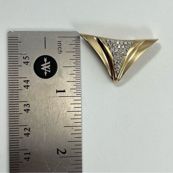 14k Yellow Gold and 24 Small Genuine Diamonds Pendant Statement Vintage - Picture 10 of 10